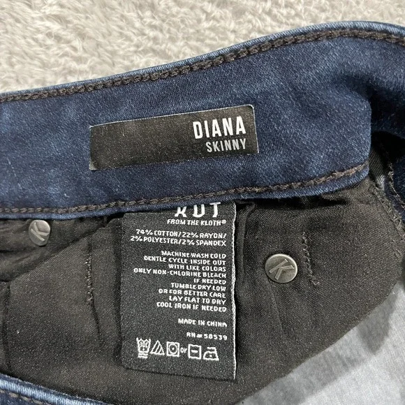 Kut from the Kloth Jeans Womens 12 Blue Diana Skinny Whiskered Stretch Y2K Denim